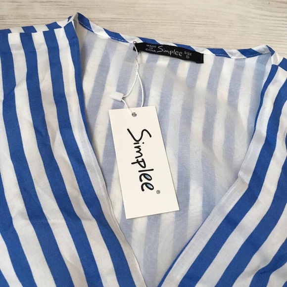 Simplee drawstring waist striped mini dress - Picture 2 of 7